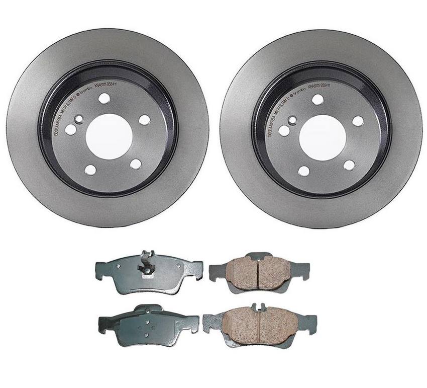 Mercedes Disc Brake Pad and Rotor Kit - Rear (300mm) (Ceramic) (EURO) 006420012064 - Akebono Euro Ultra-Premium 4119641KIT